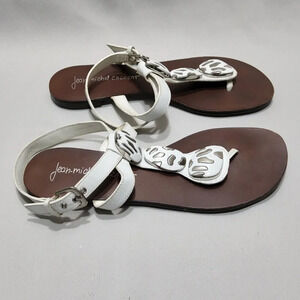 Jean Michel Cazabat Women's Talia Leather Sandals minimalist coastal 38.5 white